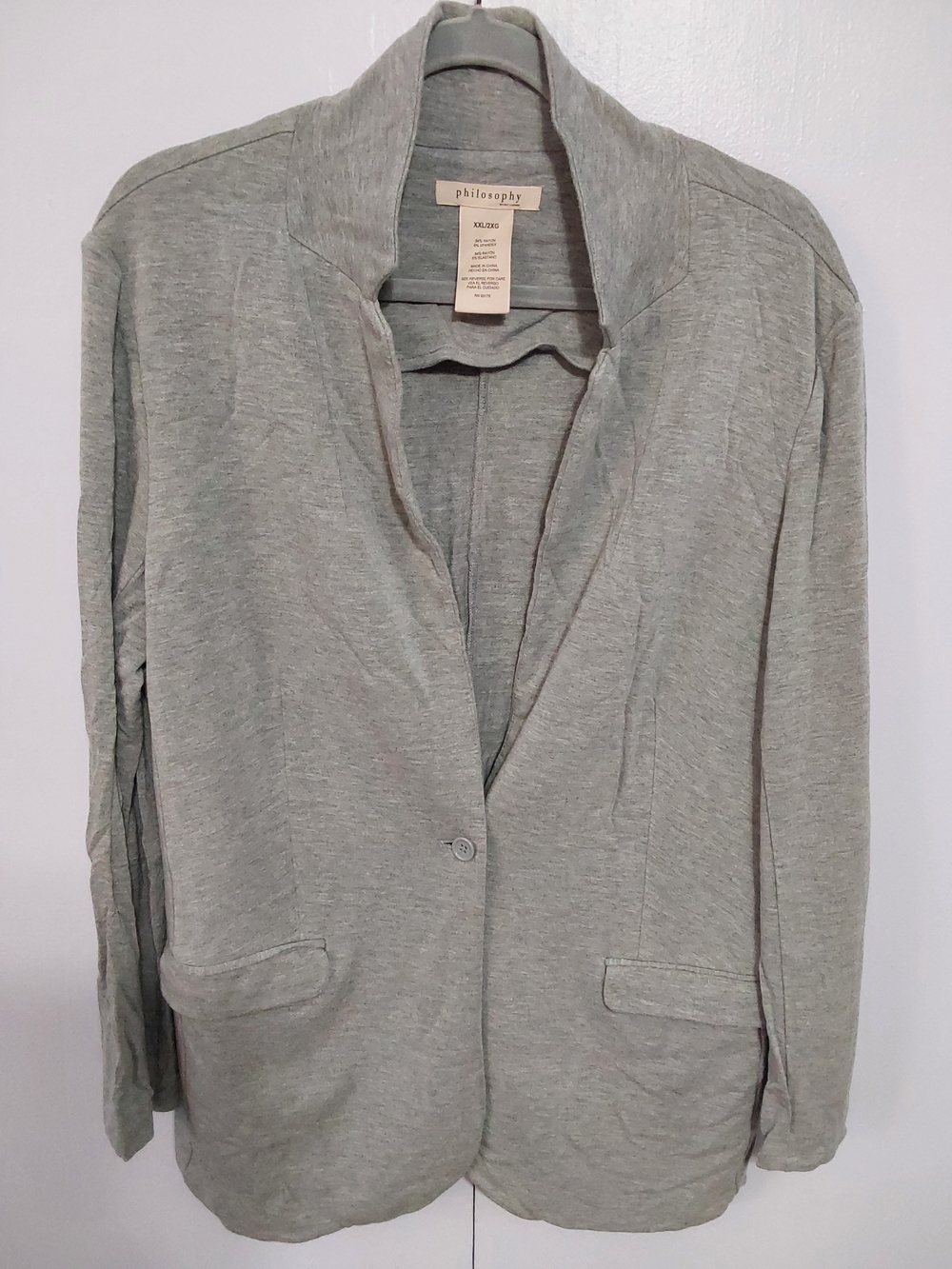 Philosophy Heather Gray Single-Button Open Blazer